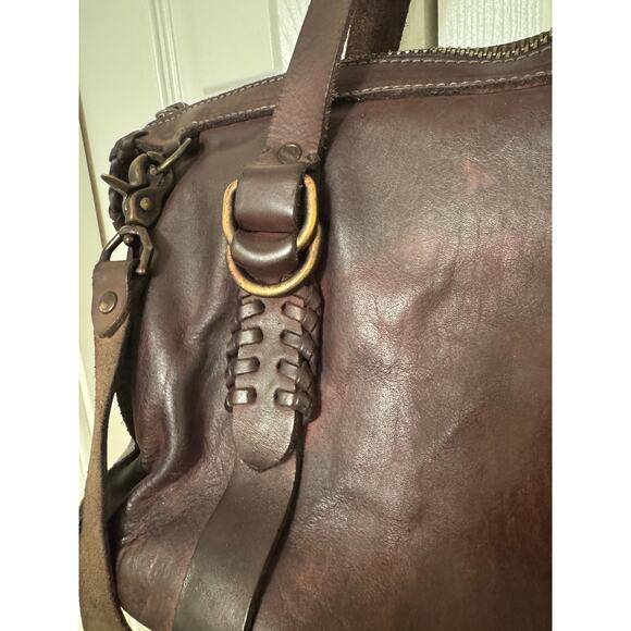 Rare FRYE Chocolate Brown Leather Braided Samantha Satchel Bag - Picture 3 of 15